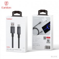 USB кабель Earldom EC-211C для Type C, 120W (6A), нейлоновая оплетка, черный