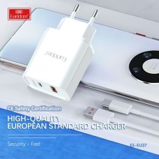 Блок питание USB (сеть) Earldom ES-EU37, 3A, USB выход/Type C выход, белый