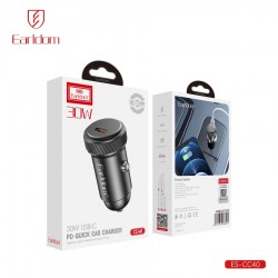 Блок питание USB (авто) Earldom ES-CC40C-C (30W), выход USB-C, с кабелем для Type C-Type C, черный
