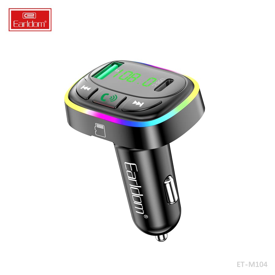 ФМ модулятор (2USB выхода + USB-C, Bluetooth) Earldom ET-M104,3.1A, с  подсветкой