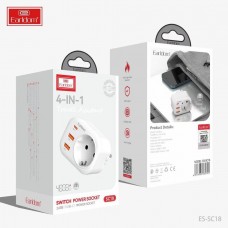 Сетевой фильтр Earldom ES-SC18 4в1,(2USB+1USB-C+1розетка),мощность 4000W