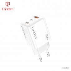 Блок питание USB (сеть) Earldom ES-EU51 30W (3выхода USB-A+USB-C+USB-L), белый