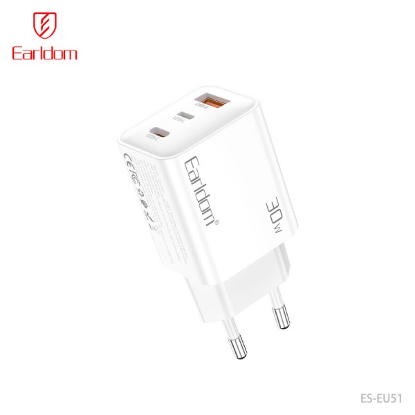 Купить Блок питание USB (сеть) Earldom ES-EU51 30W (3выхода USB-A+USB-C+USB-L), белый - 00-00059997 оптом