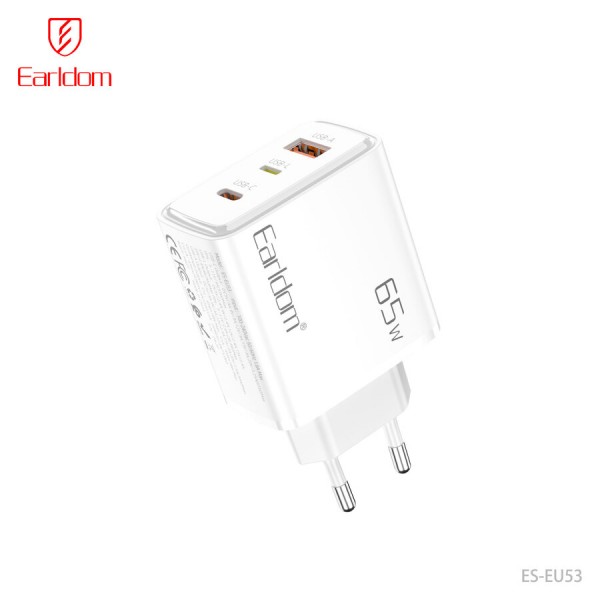 Купить Блок питание USB (сеть) Earldom ES-EU53 65W (3выхода USB-A+USB-C+USB-L), белый - 00-00059995 оптом