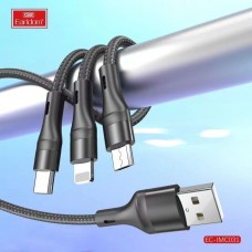USB кабель Earldom EC-IMC031 3 в 1 для micro/iphone/Type C, (1,2м), черный