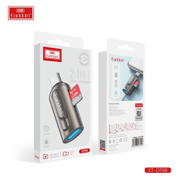Купить Переходник Earldom OT98 (OTG USB+картридер) для Type C - 00-00054739 оптом