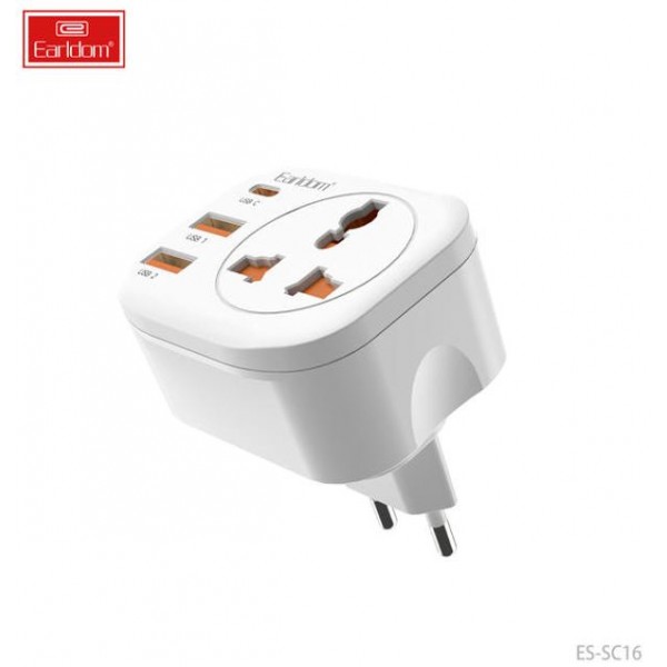 Купить Сетевой фильтр Earldom ES-SC16 4в1,(2USB+1USB-C+1розетка),мощность 4000W - 00-00056199 оптом