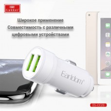 Блок питание USB (авто) Earldom ES-CC23, 2USB выхода, белый