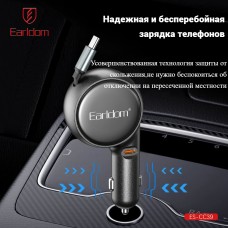 Блок питание USB (авто) Earldom ES-CC39 (60W), 1USB-C выход+ кабель автосмотка для Type C