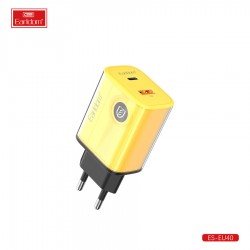 Блок питание USB (сеть) Earldom ES-EU40, 3A, USB выход/Type C выход, желтый.