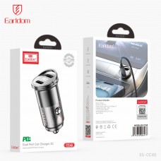 Блок питание USB (авто) Earldom ES-CC45C-I (36W) , (2USB- C)  с кабелем для Type C-Lighting, черный