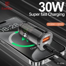 Блок питание USB (авто) Earldom ES-CC46C-L (30W) с кабелем для Type C-Lighting, (1USB выход + USB- C), черный