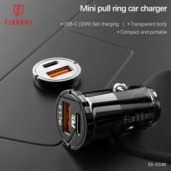 Блок питание USB (авто) Earldom ES-CC46C-C (30W) с кабелем для Type C-Type C, (1USB выход + USB- C), черный