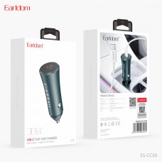 Блок питание USB (авто) Earldom ES-CC50 (30W) , (USB- C), серебро