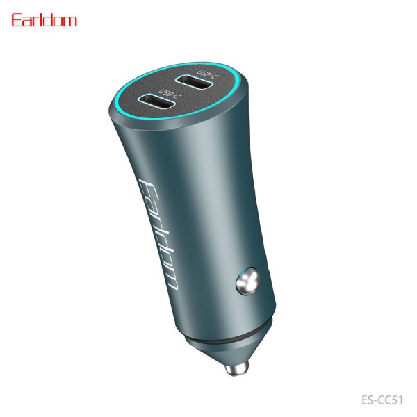 Купить Блок питание USB (авто) Earldom ES-CC51 (60W) , (2USB- C), серебро - 00-00061201 оптом