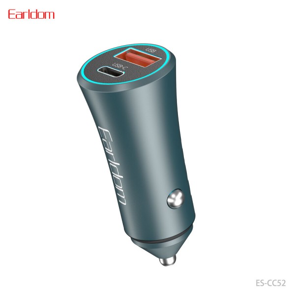 Купить Блок питание USB (авто) Earldom ES-CC52 (48W) , (1USB выход + USB- C), серебро - 00-00061203 оптом
