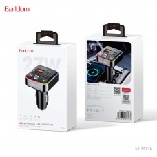 ФМ модулятор (2USB выхода + USB-C, Bluetooth) Earldom ET-M116 (27W) с подсветкой ФМ модулятор (2USB выхода + USB-C, Bluetooth) Earldom ET-M116 (27W) с подсветкой