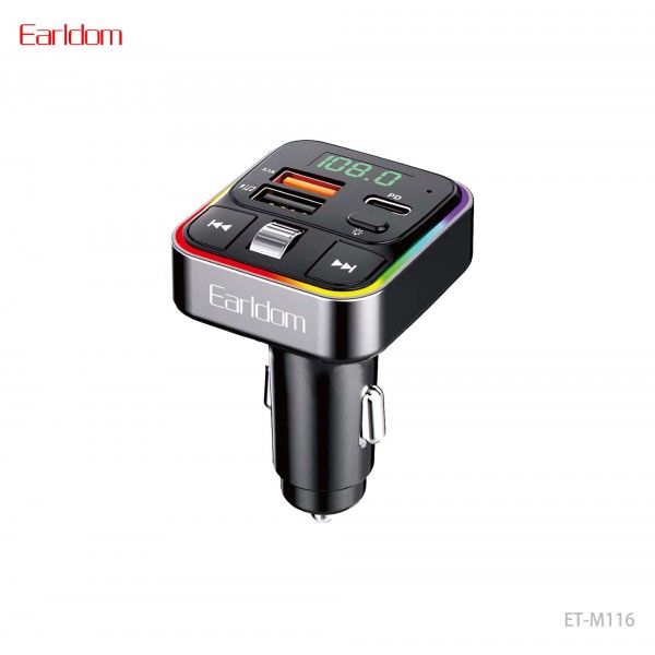 Купить ФМ модулятор (2USB выхода + USB-C, Bluetooth) Earldom ET-M116 (27W) с подсветкой - 00-00061121 оптом