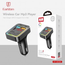 ФМ модулятор (2USB выхода + USB-C, Bluetooth) Earldom ET-M108,3.1A, с подсветкой