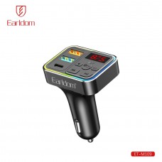 ФМ модулятор (2USB выхода + USB-C, Bluetooth) Earldom ET-M109,3.1A, с подсветкой