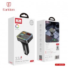 ФМ модулятор (2USB выхода + USB-C, Bluetooth) Earldom ET-M109,3.1A, с подсветкой