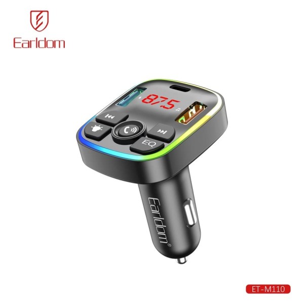 Купить ФМ модулятор (2USB выхода + USB-C, Bluetooth) Earldom ET-M110,3.1A, с подсветкой - 00-00058637 оптом