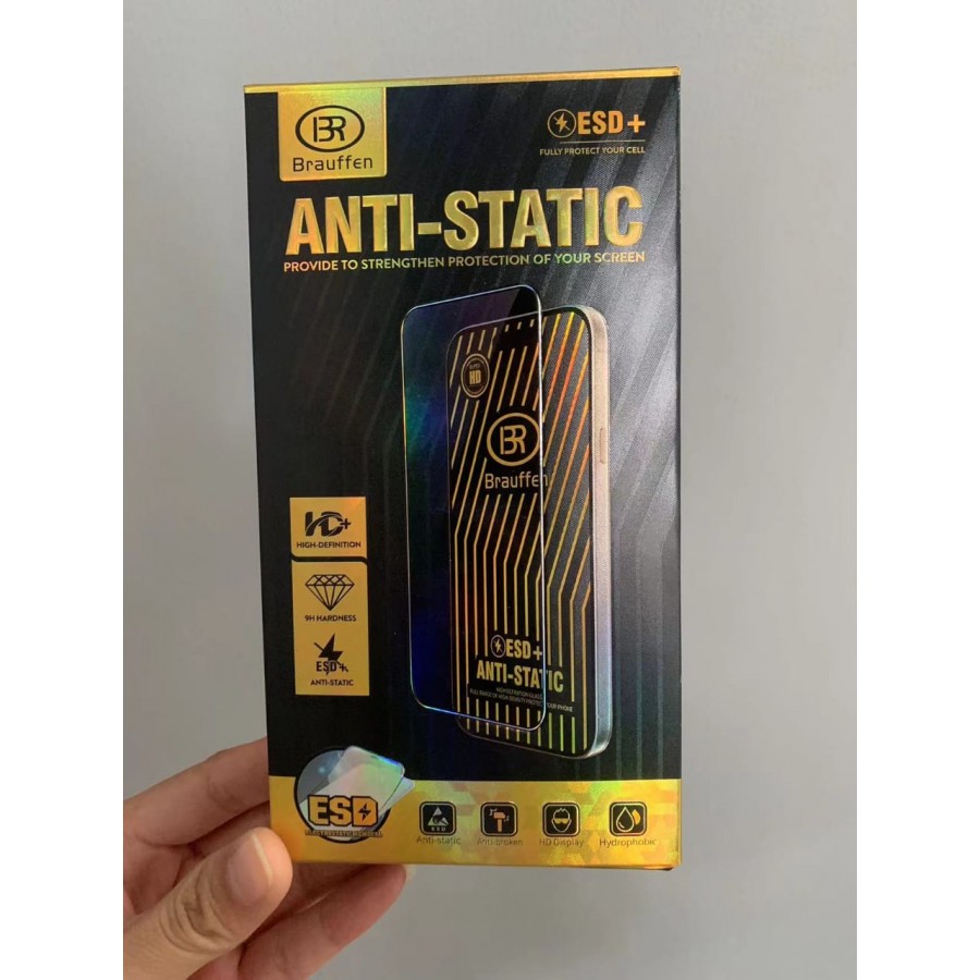 Стекло защитное Brauffen Anti-Static ESD+ для iPhone 14 Pro Max (6.7) (в  упаковке 10шт), черный