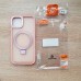 Купить Накладка пластиковая Magsafe с силиконовыми краями для iPhone 15 прозрачно-матовая, розовый - 00-00054125 оптом