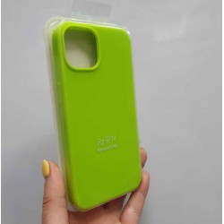Накладка силиконовая под оригинал "без логотипа" для iPhone 16E в упаковке, салатовый