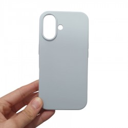 Накладка силиконовая под оригинал "без логотипа" для iPhone 16E в упаковке, небесно-серый