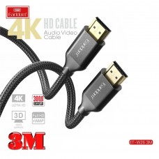Кабель Earldom ET-W26 HDMI(M) - HDMI(M), тканевая оплетка , 3м ,черный