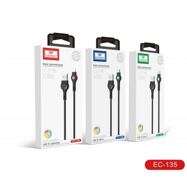 Купить USB кабель Earldom EC-135M для micro, быстрая зарядка, черный - 00-00045305 оптом