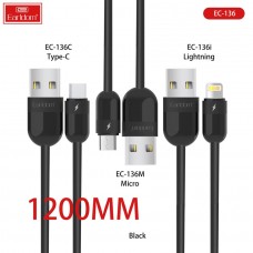 USB кабель Earldom EC-136M для micro, быстрая зарядка, черный