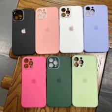 Накладка "имитация стекло" с логотипом и защитой камеры для iPhone 12 Pro (6.1), фисташковый