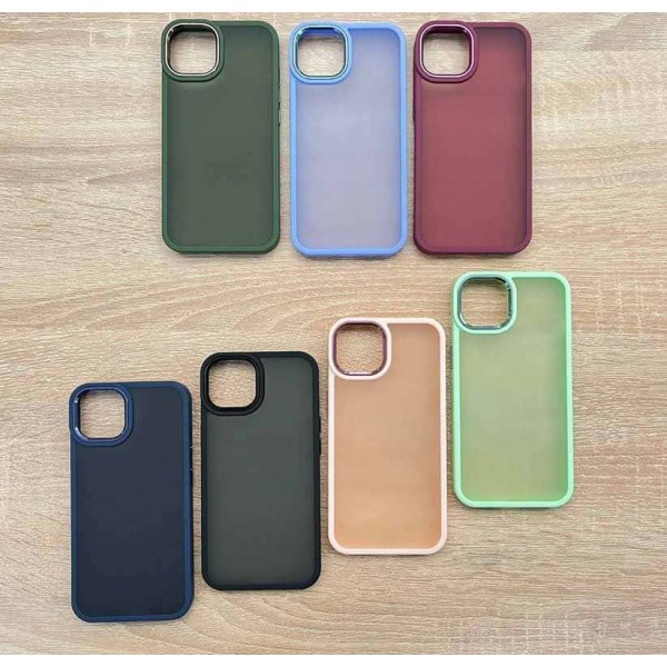 Купить Накладка с силиконовыми краями для iPhone 14 Pro Max (6.7) прозрачно-матовая, бордовый - 00-00050242 оптом