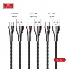 USB кабель Earldom EC-124M для micro, 2.4A, нейлоновая оплетка, черный