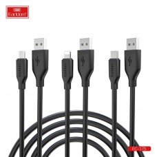 USB кабель Earldom EC-175I для iPhone, быстрая зарядка, 3A, (мягкий кабель), черный