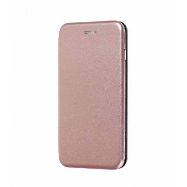 Чехол книга на силиконовой основе и магните для Huawei Y6 Prime (2018) Book, с округленными краями, розовое золото