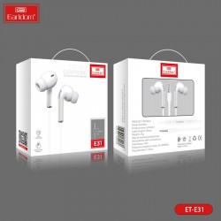 Наушники Earldom ET-E31 с микрофоном, внутриканальные, Jack 3.5мм, мягкие вкладыши, цвет:белый