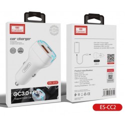 Блок питание USB (авто) Earldom ES-CC2 (20W) , (USB выход + USB- C)