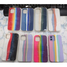 Накладка силиконовая под оригинал радужный градиент для iPhone 12 Pro Max (6.7), цветной (25)