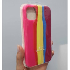 Накладка силиконовая под оригинал радужный градиент для iPhone 12 Pro Max (6.7), цветной (29)