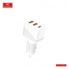 Блок питание USB (авто) Earldom ES-CC25 (20W+QC3.0) , (2USB выхода + USB- C), белый