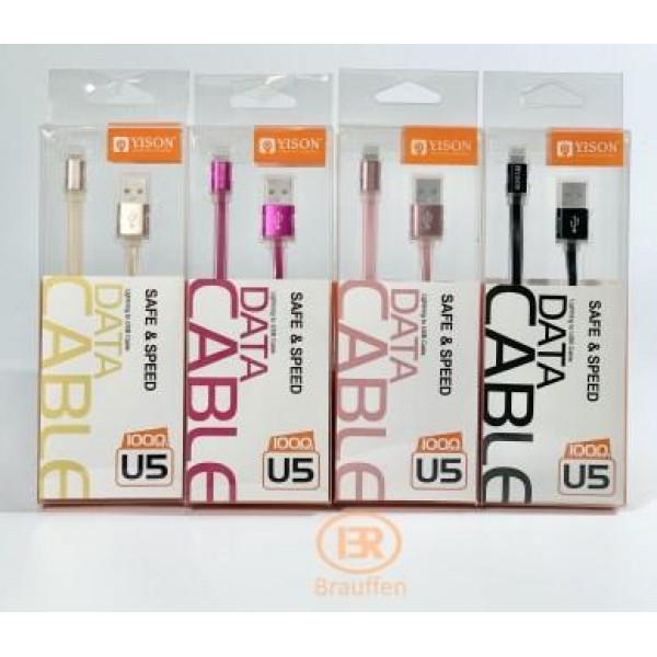 USB кабель Yison U5 для iPhone 5, малиновый