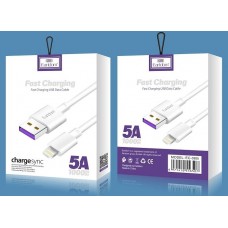 USB кабель Earldom EC-080I для iPhone 5/6/7/8/X, 5A, быстрая зарядка, белый