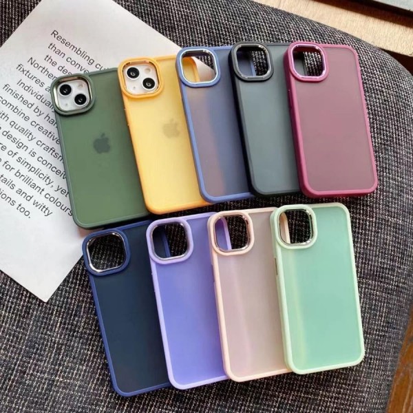 Купить Накладка с силиконовыми краями для iPhone 12/12 Pro (6.1) прозрачно-матовая, темно-синий - 00-00048491 оптом