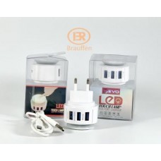 Блок питание USB (сеть) + Сенсорный светильник EVO AD-3UNL 2400mAh, 3USB выхода, белый