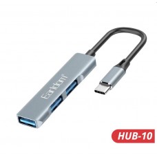 USB HUB-Type C Earldom ET-HUB10, 3USB , серебро