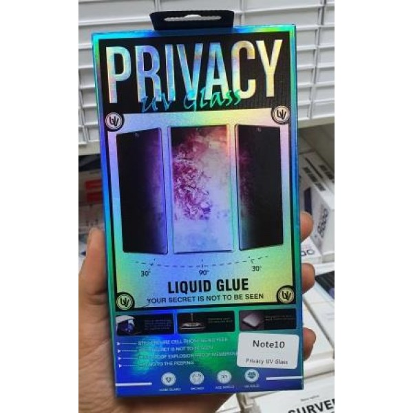 Стекло защитное "Антишпион" с нано клеем и УФ лампой в коробке для Samsung Galaxy Note 10 Plus, прозрачный