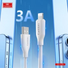 USB кабель Earldom EC-175I для iPhone, быстрая зарядка, 3A, (мягкий кабель), белый